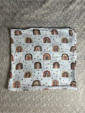 Gllquen Baby Rainbow Baby Swaddle Blanket Muslin Cotton Bamboo Brown Lovey Dots